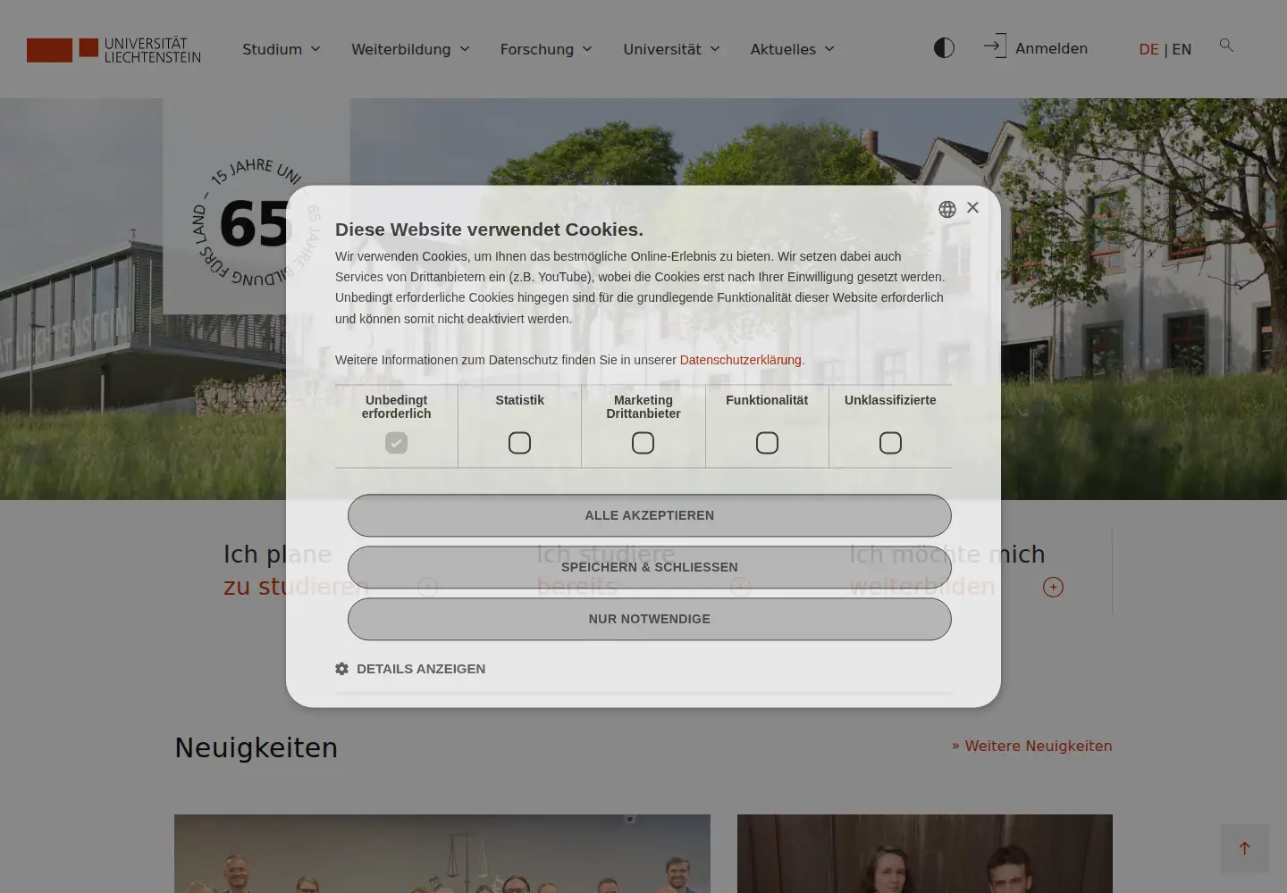 Screenshot of uni.li