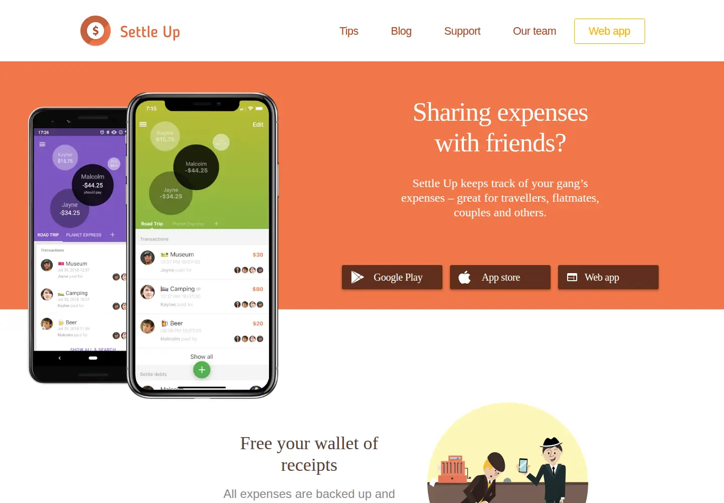 Screenshot of settleup.io