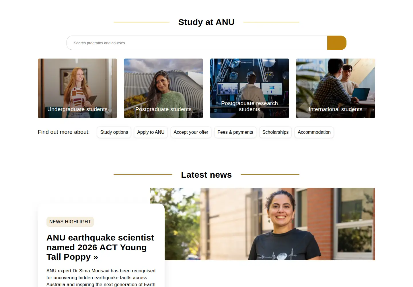 Screenshot of anu.edu.au