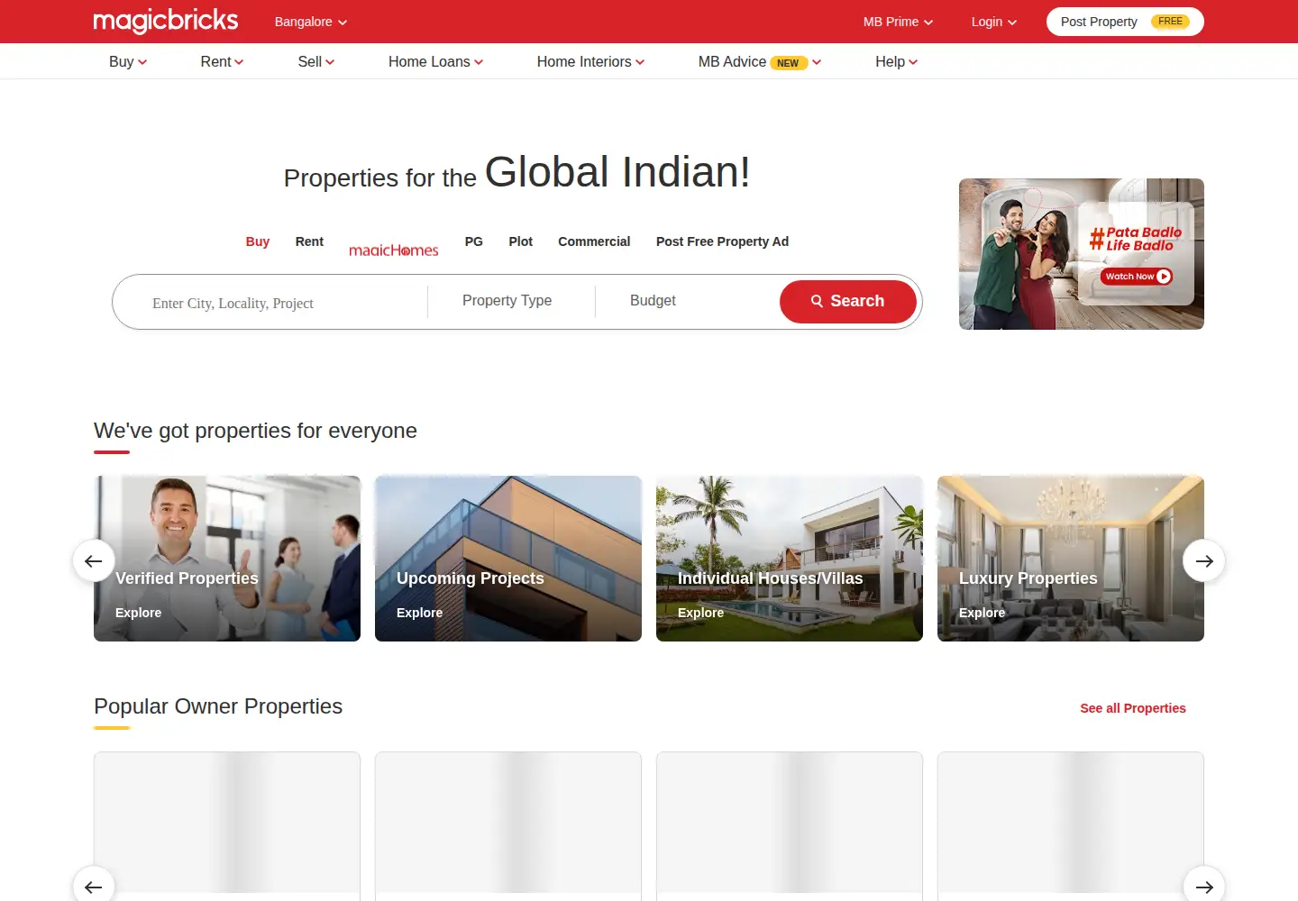 Screenshot of magicbricks.com