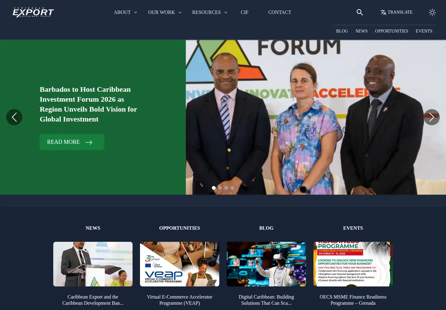 Screenshot of carib-export.com