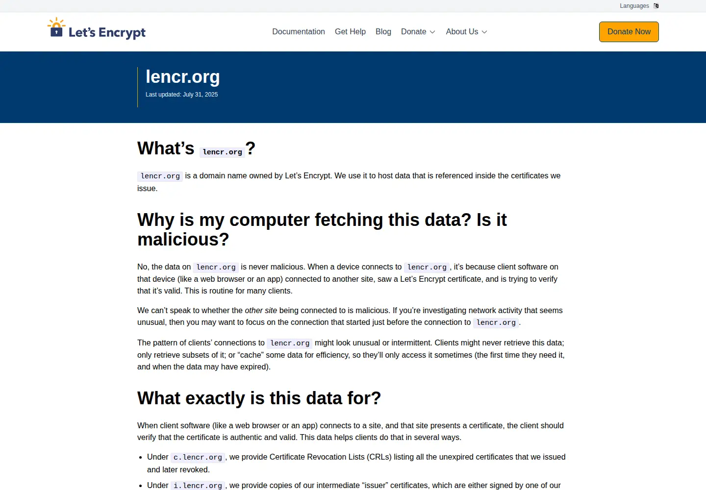 Screenshot of lencr.org