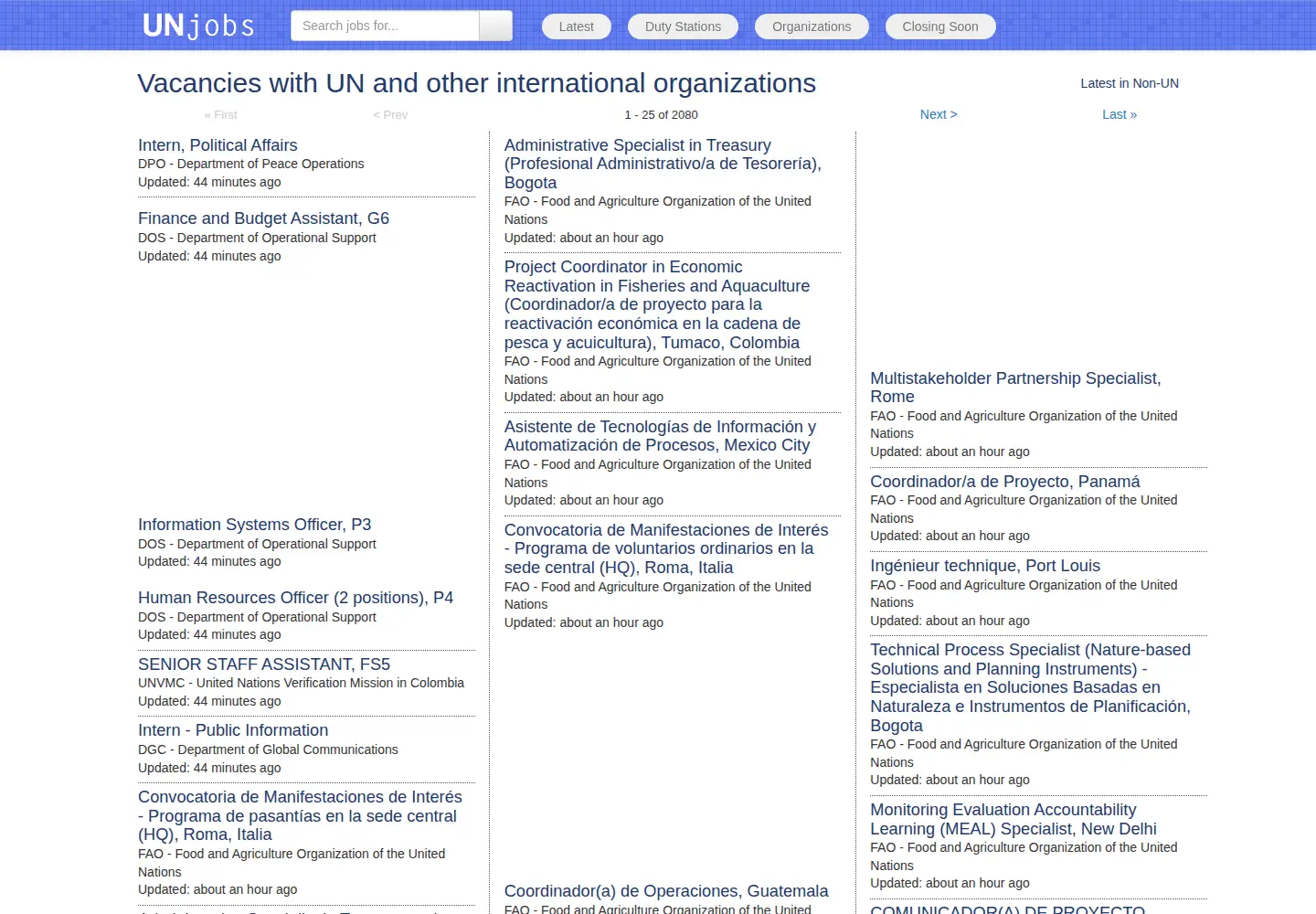 Screenshot of unjobs.org