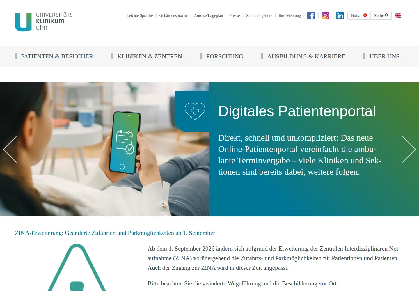 Screenshot of uniklinik-ulm.de