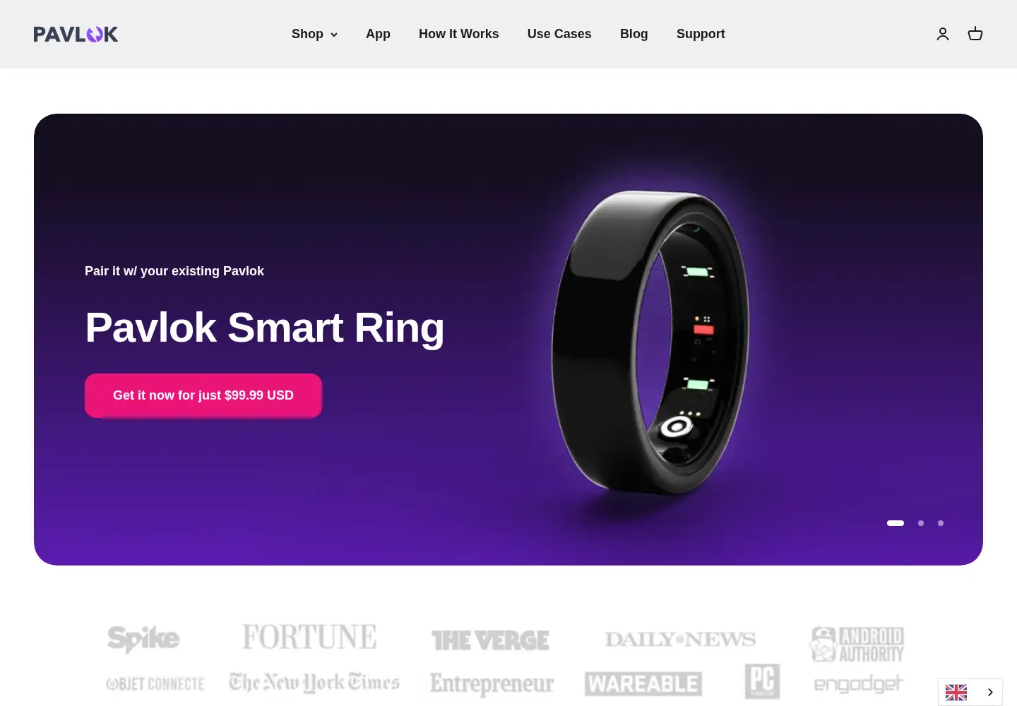Captured homepage of pavlok.com in the current scan