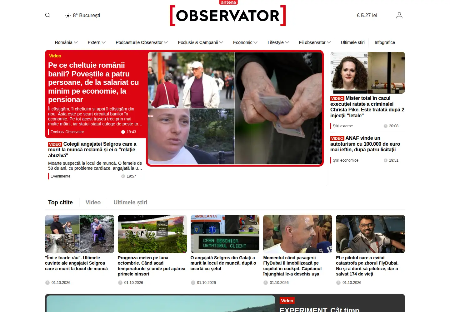 Screenshot of observatornews.ro