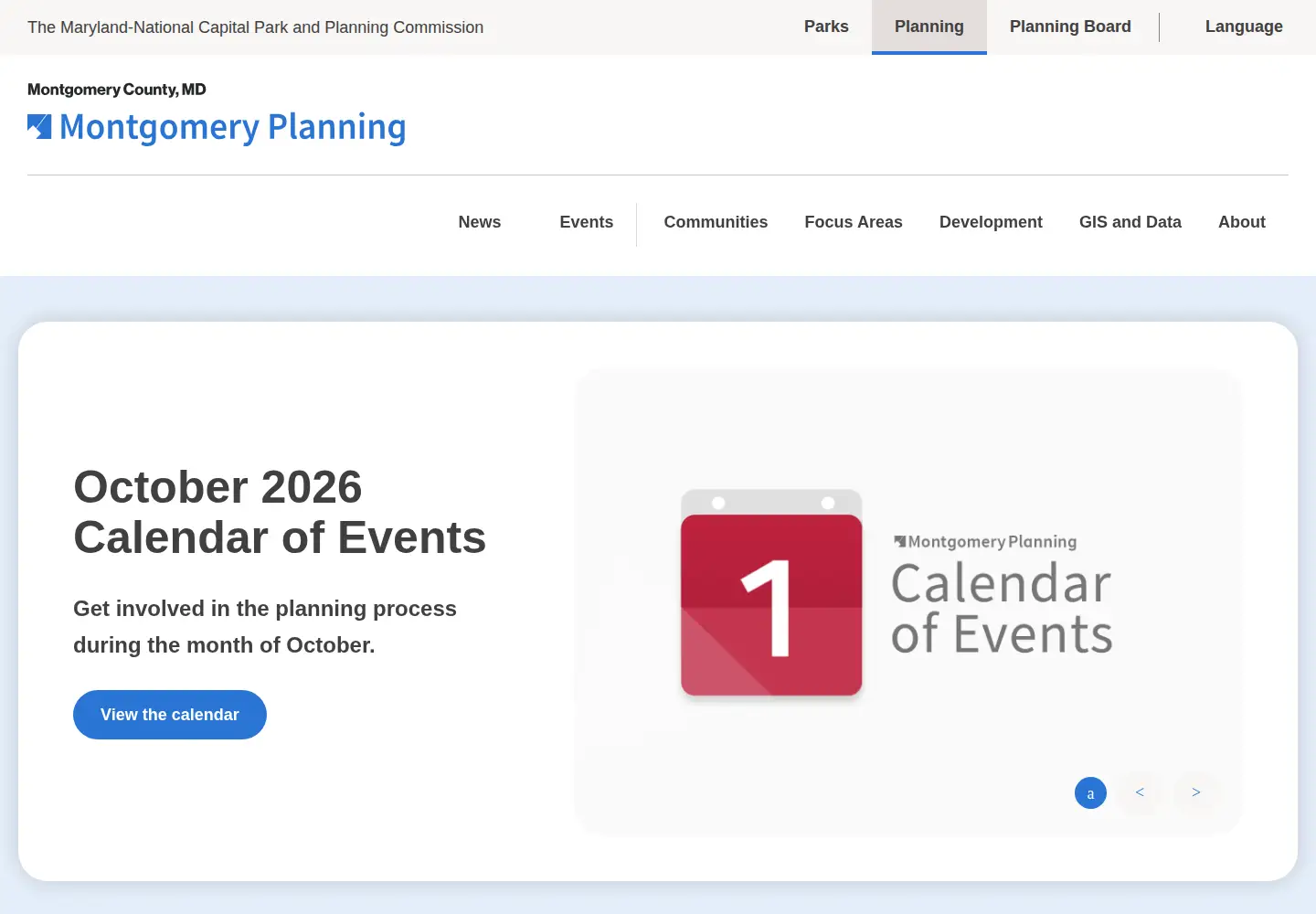 Screenshot of montgomeryplanning.org