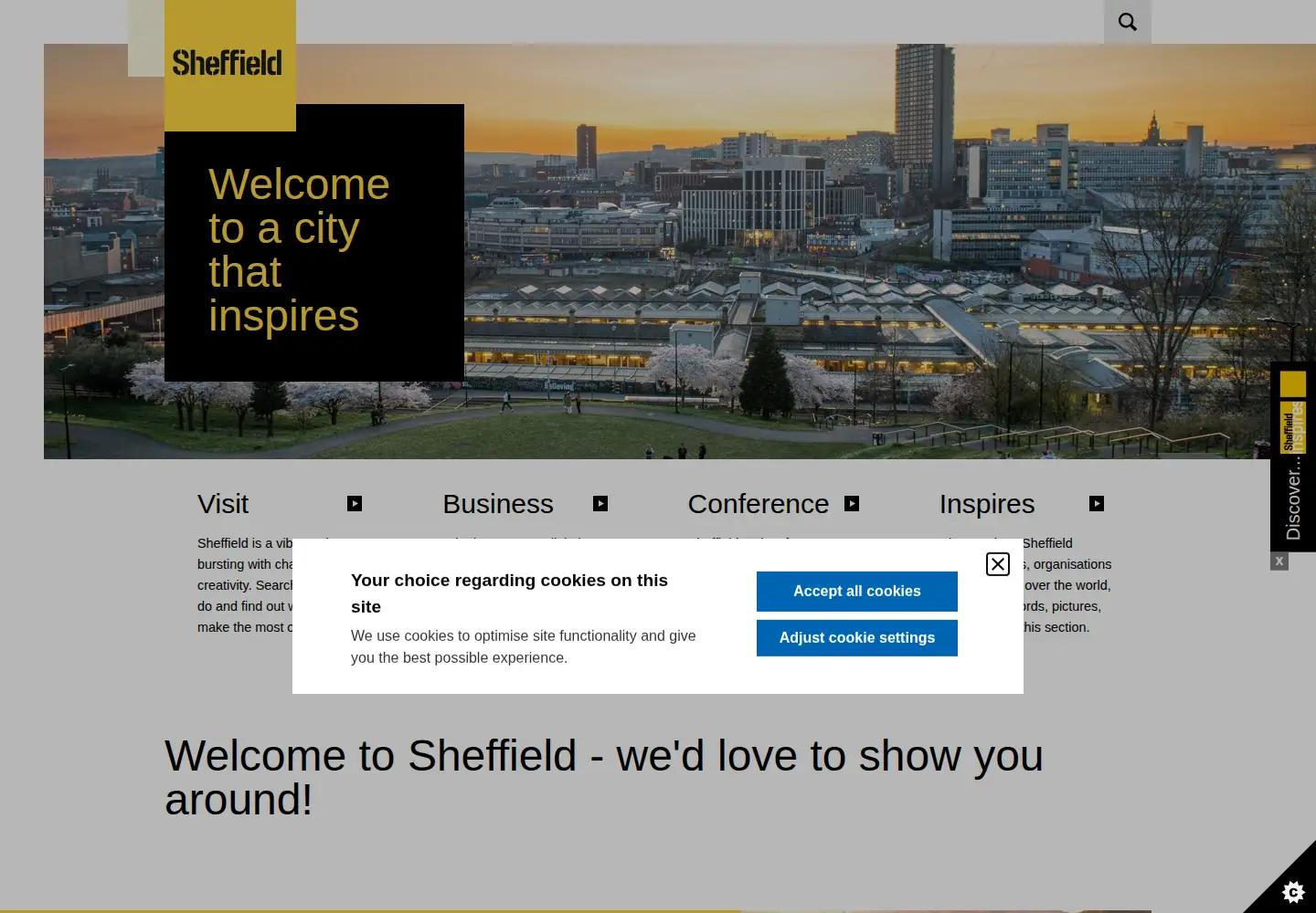 Screenshot of welcometosheffield.co.uk