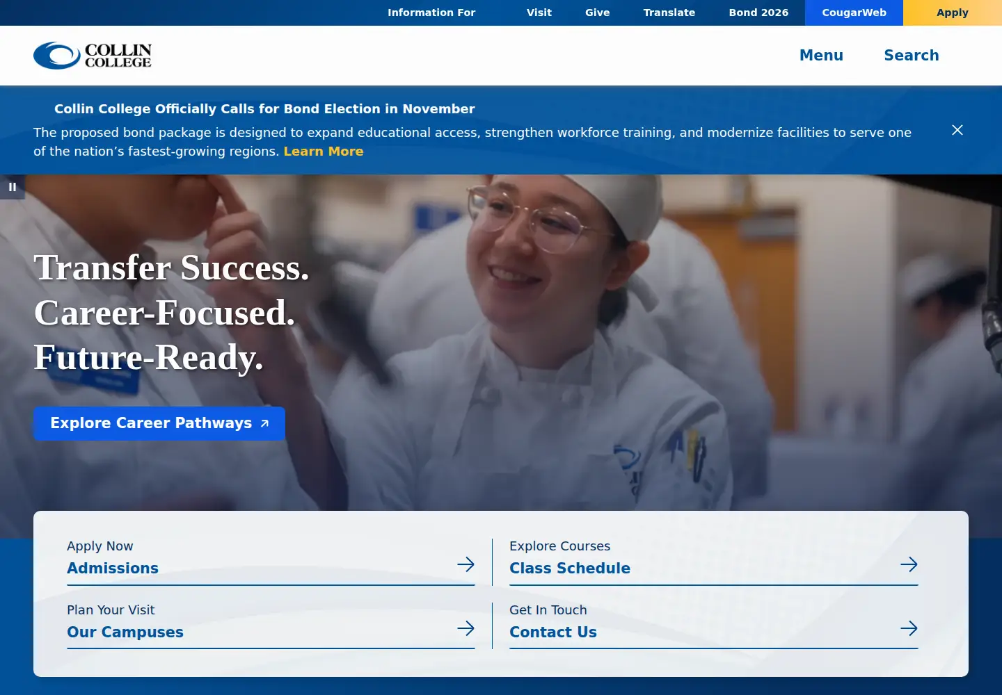 Screenshot of collin.edu