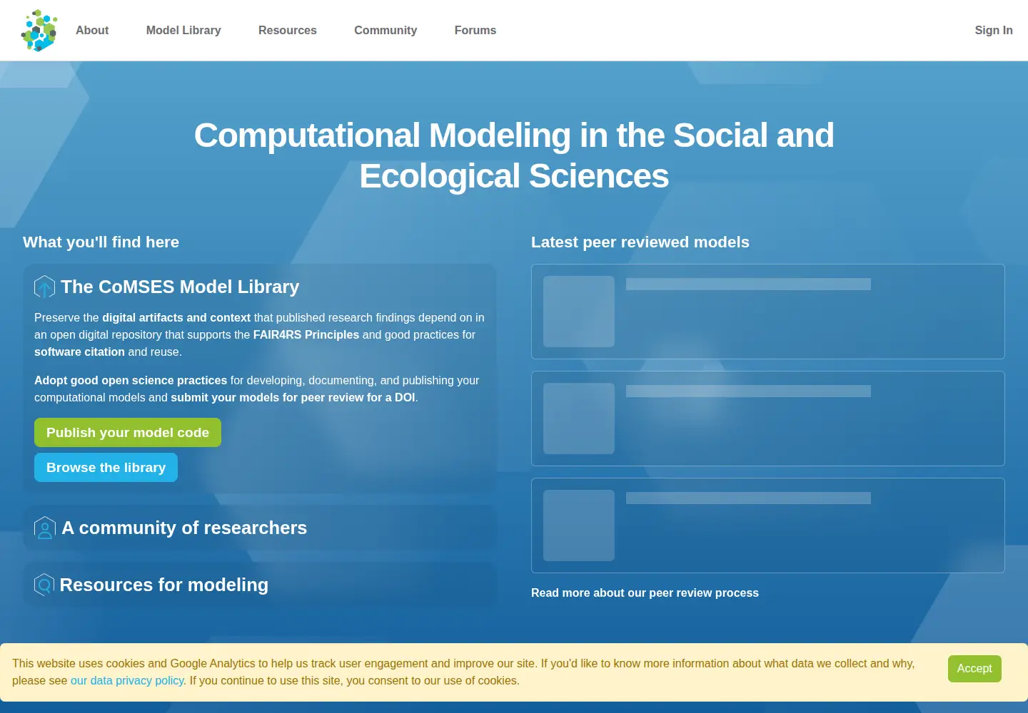 Screenshot of comses.net