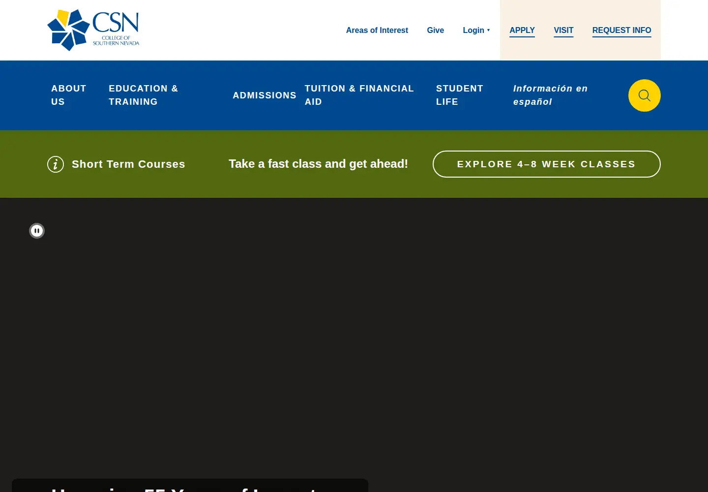 Screenshot of csn.edu