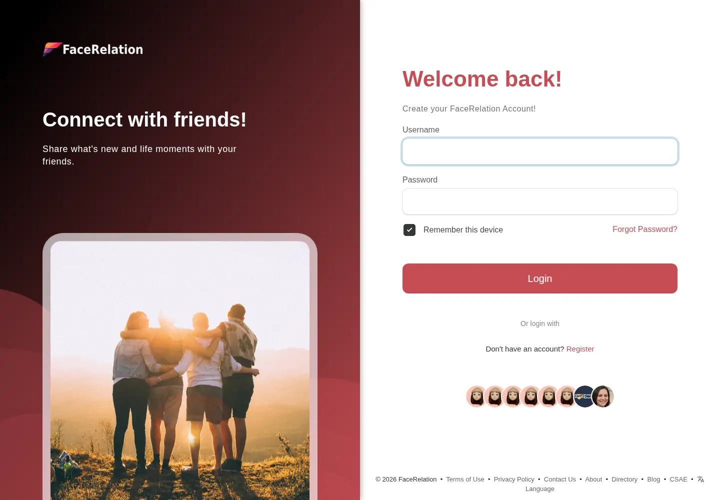 Screenshot of facerelation.com