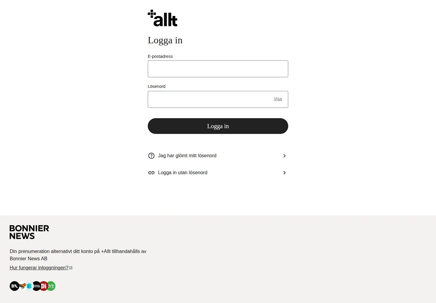 Screenshot of dt.se