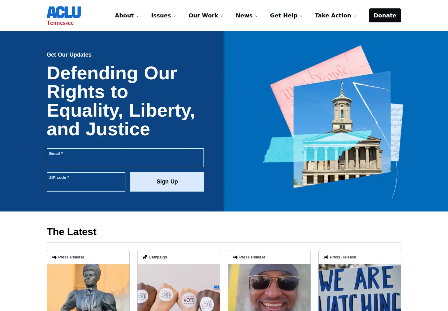 Screenshot of aclu-tn.org