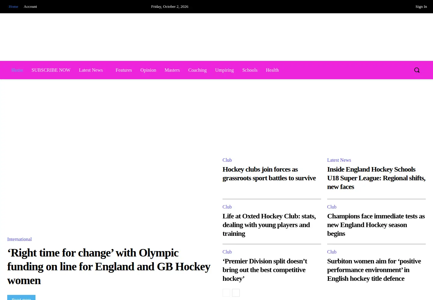 Screenshot of thehockeypaper.co.uk