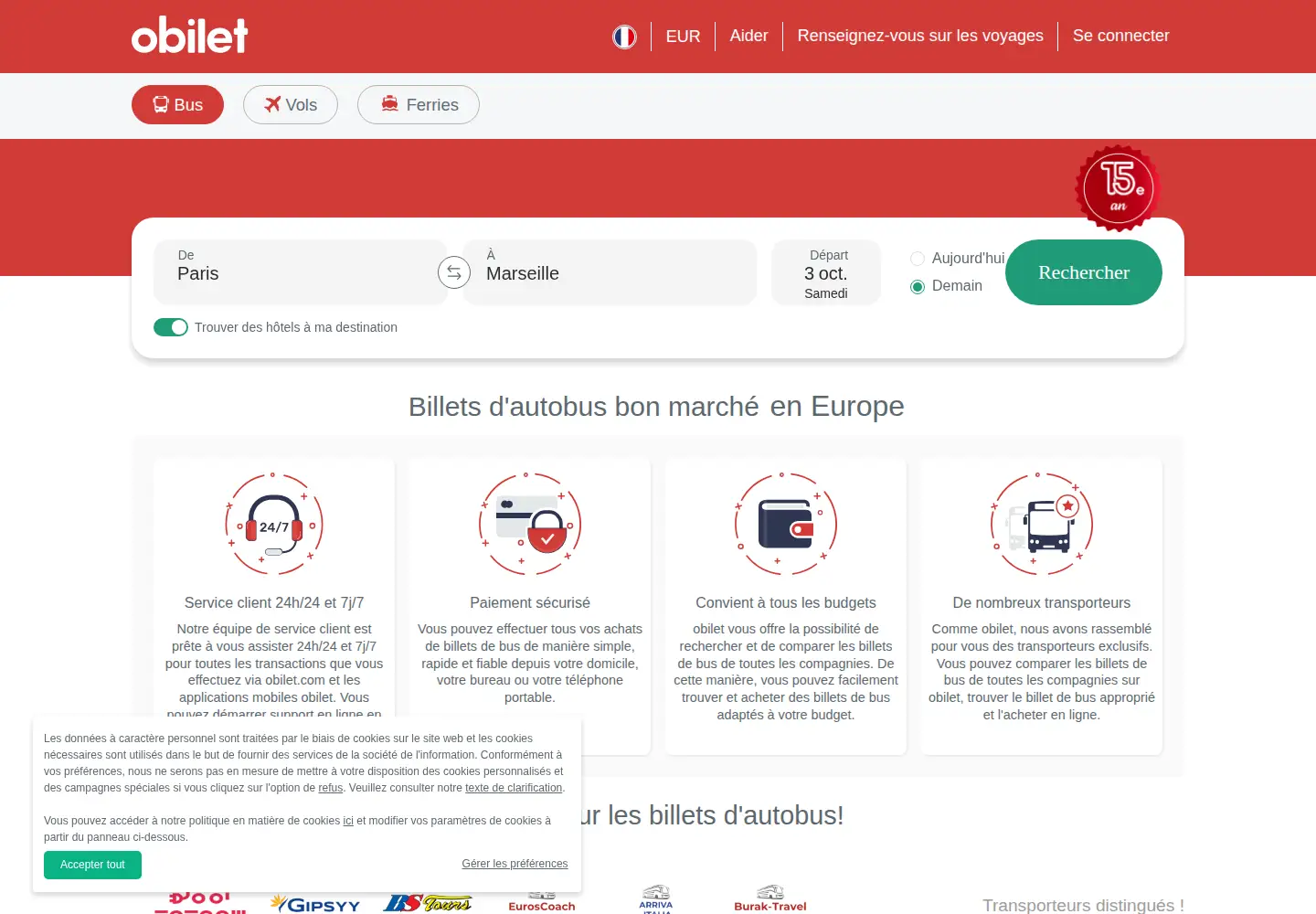 Screenshot of obilet.com
