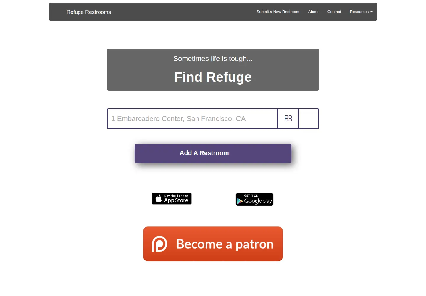 Screenshot of refugerestrooms.org
