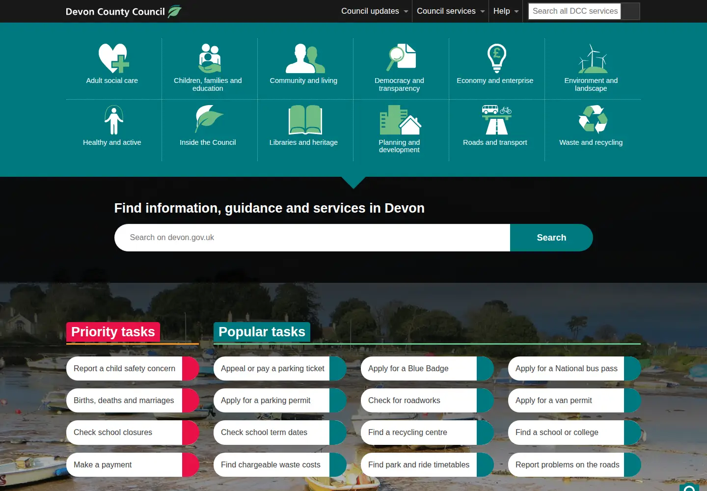 Screenshot of devon.gov.uk