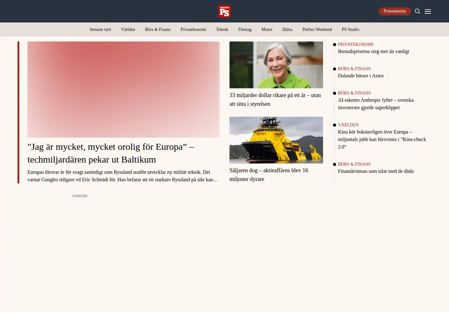 Screenshot of dagensps.se