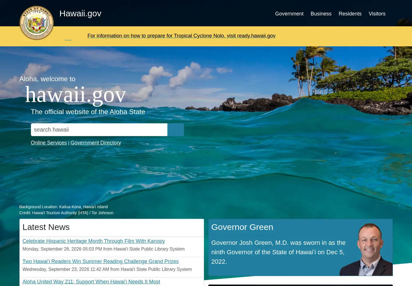 Screenshot of hawaii.gov