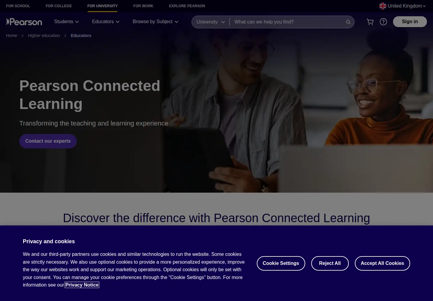 Screenshot of pearsoned.co.uk
