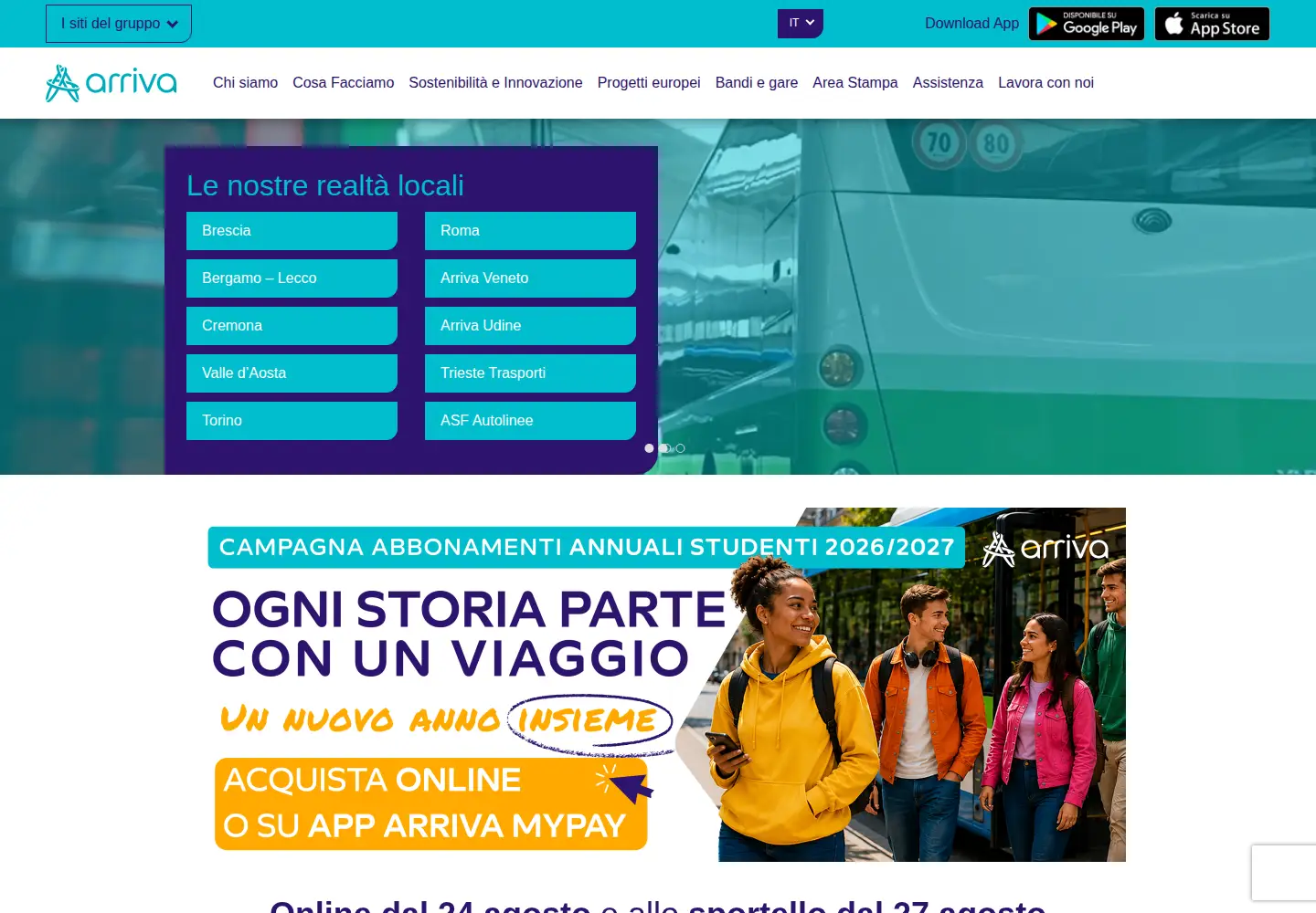 Screenshot of arriva.it