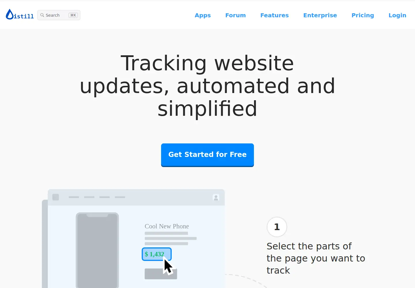Screenshot of distill.io