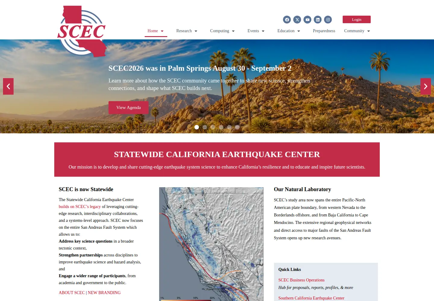 Screenshot of scec.org
