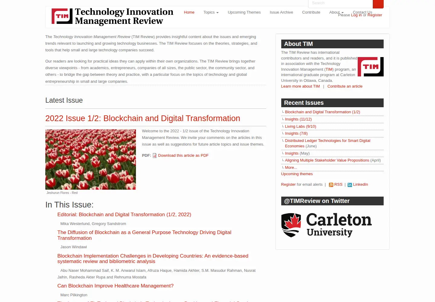 Screenshot of timreview.ca