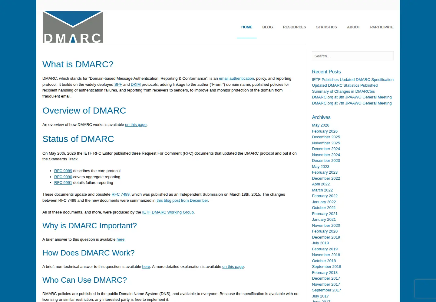 Screenshot of dmarc.org