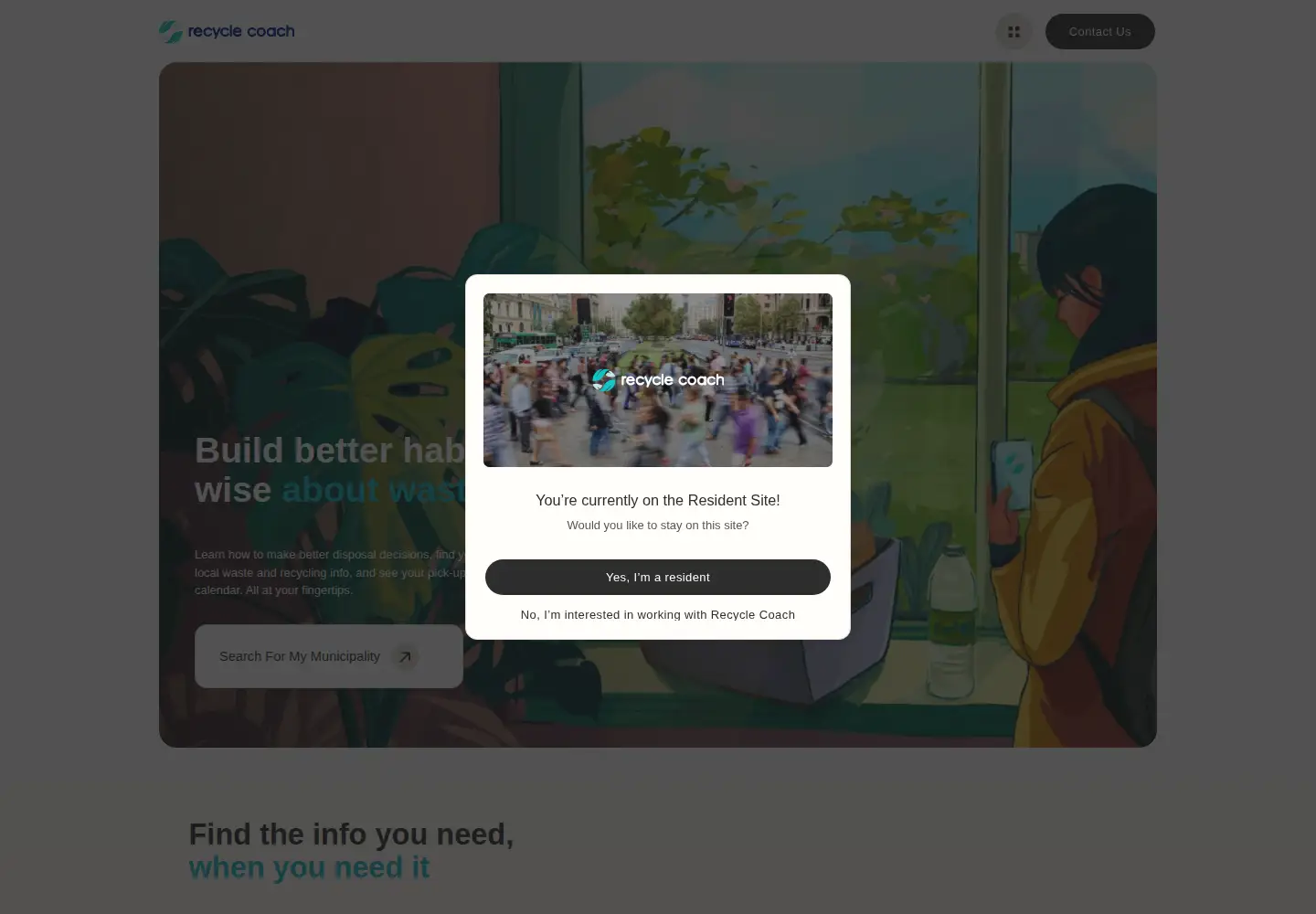 Screenshot of recyclecoach.com