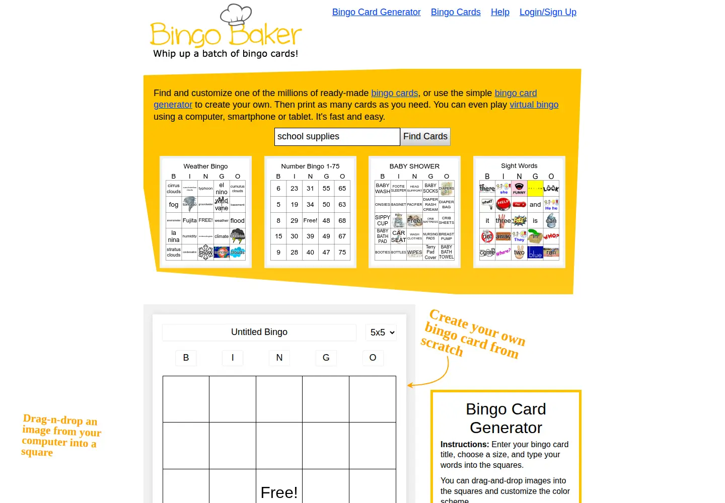 Screenshot of bingobaker.com