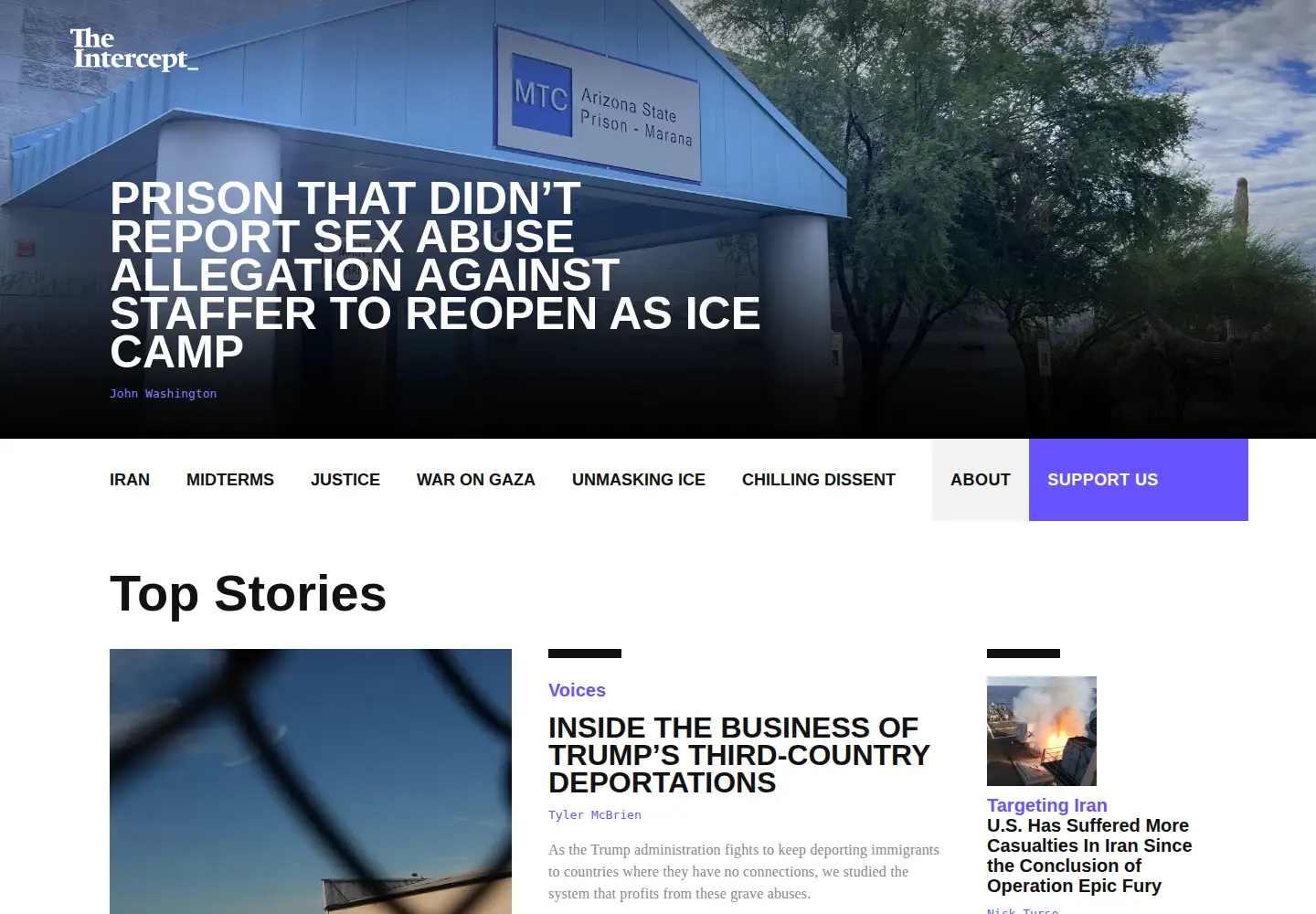 Screenshot of theintercept.com