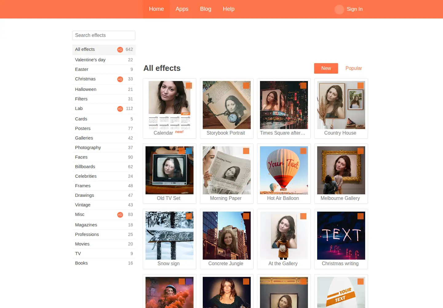 Screenshot of photofunia.com