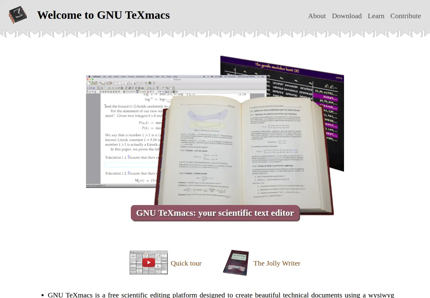 Screenshot of texmacs.org