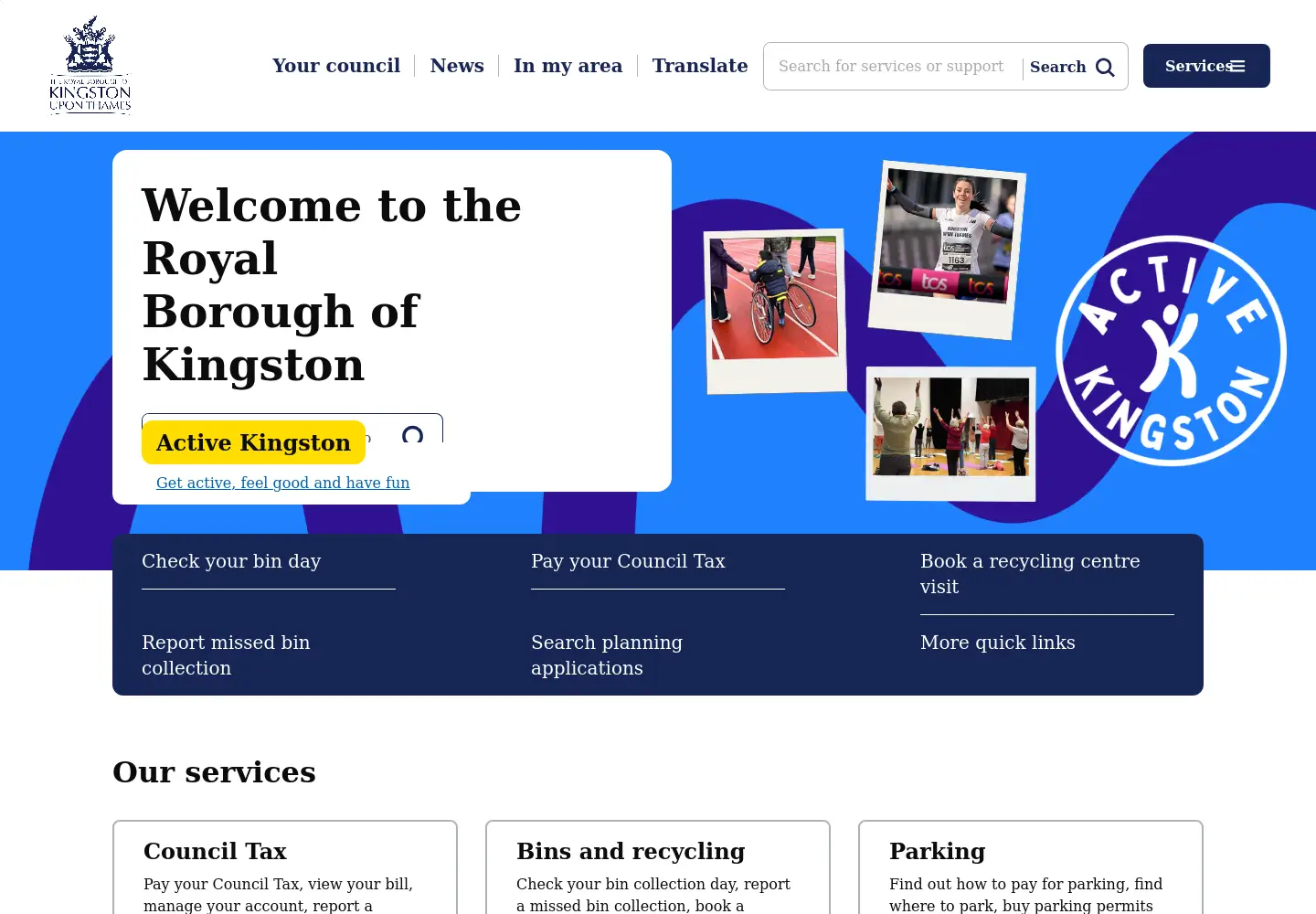 Screenshot of kingston.gov.uk