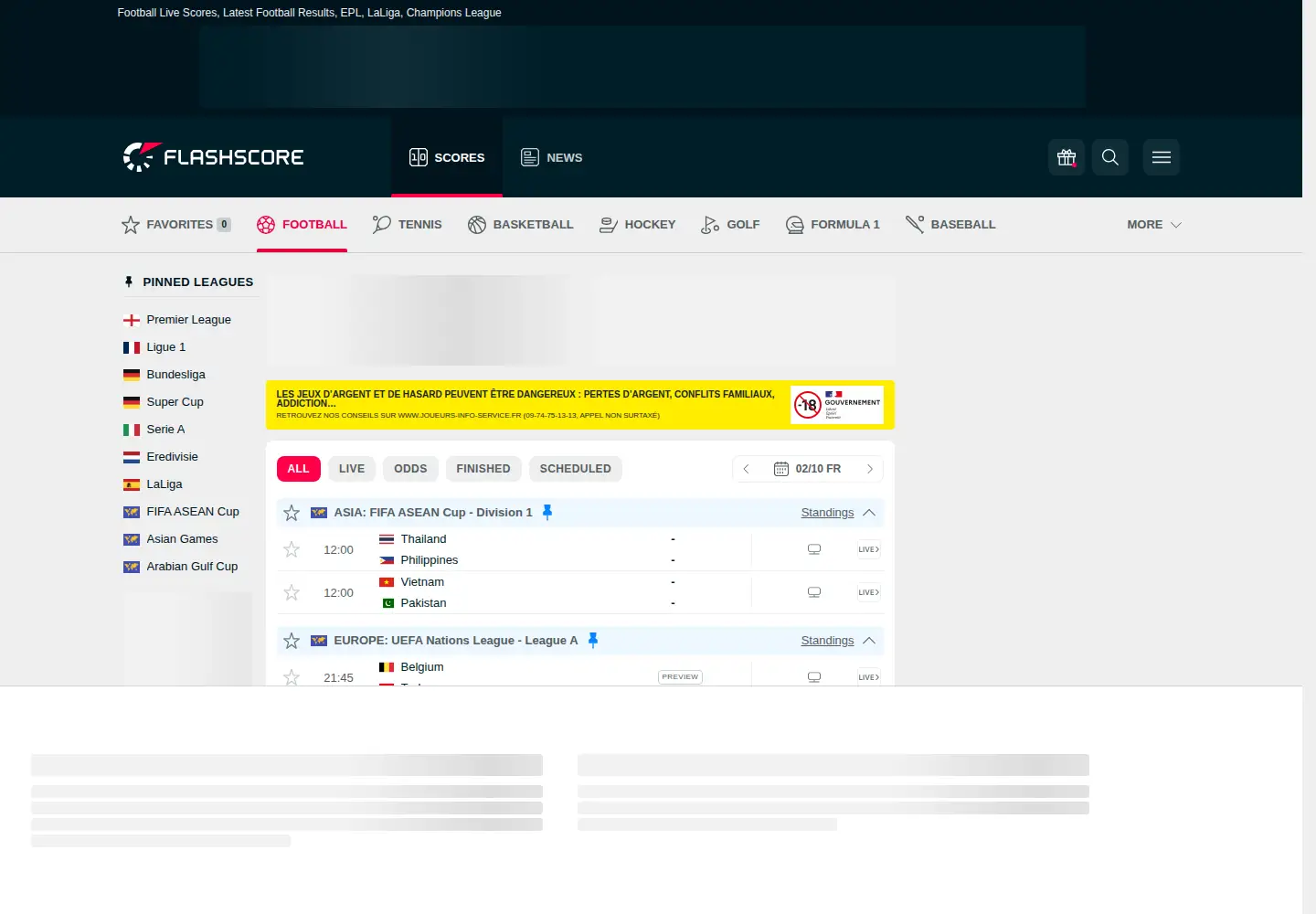 Screenshot of flashscore.com