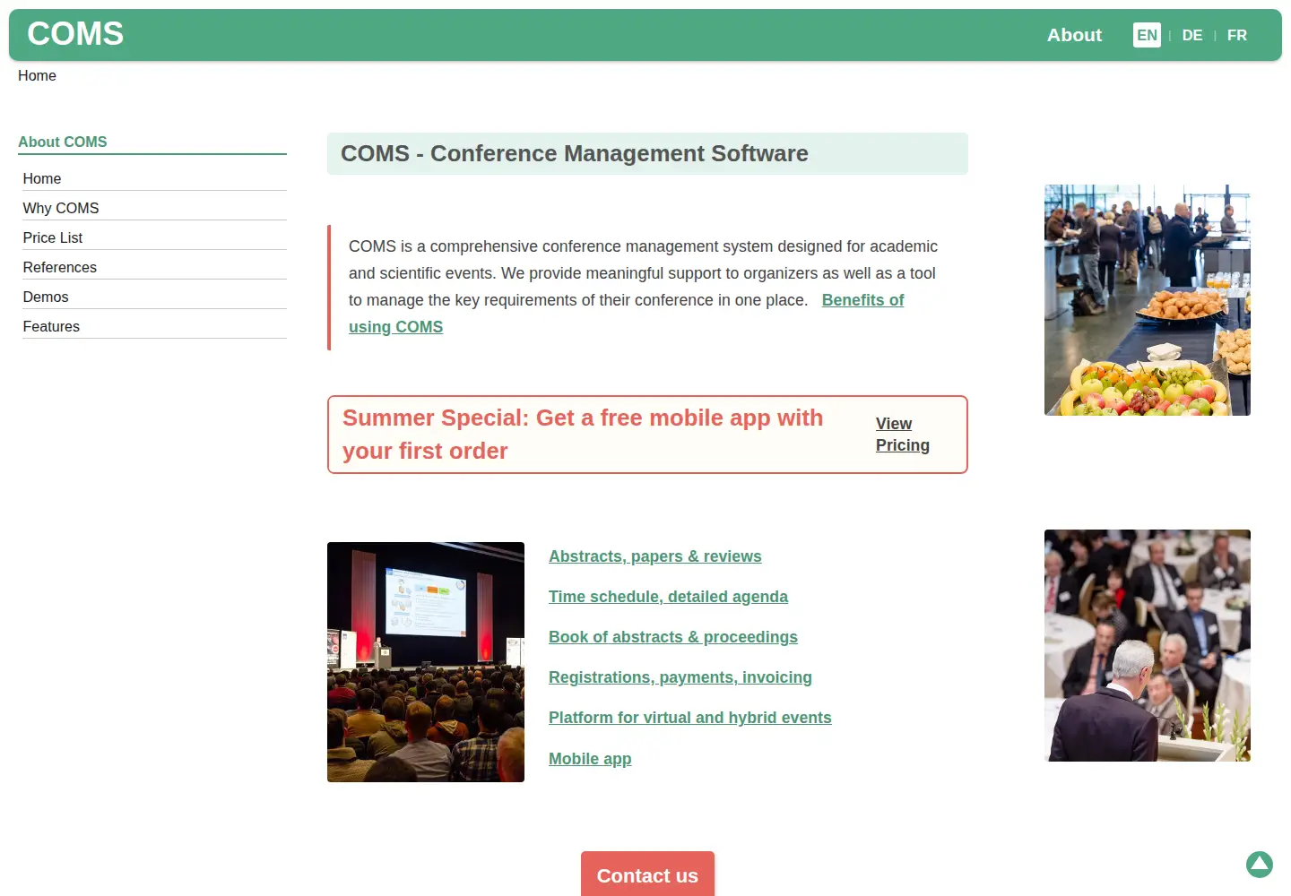 Screenshot of conference-service.com
