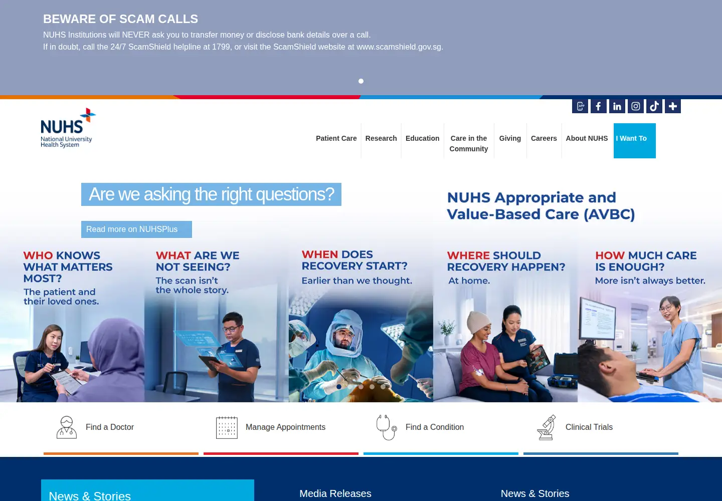 Screenshot of nuhs.edu.sg