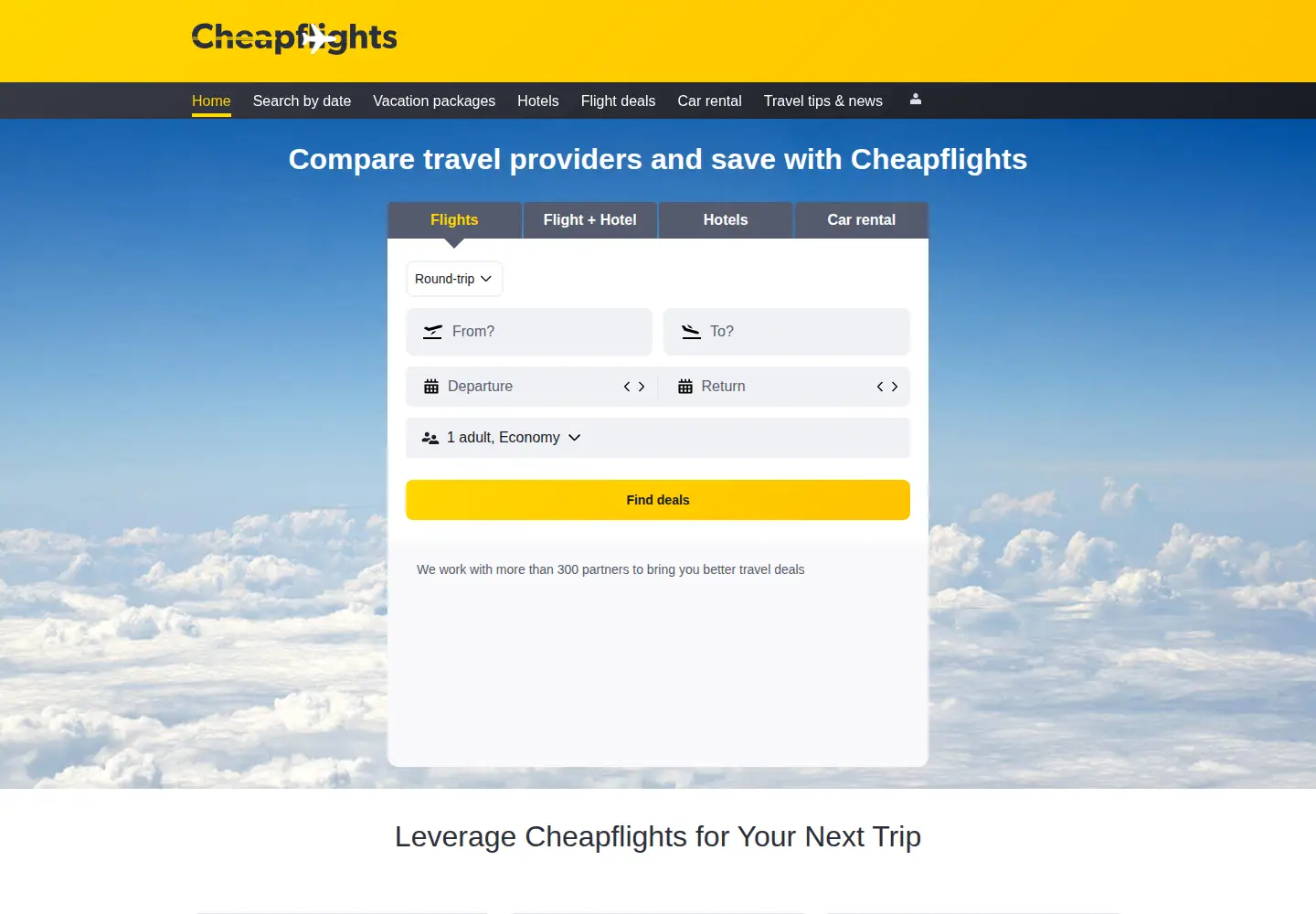 Screenshot of cheapflights.com