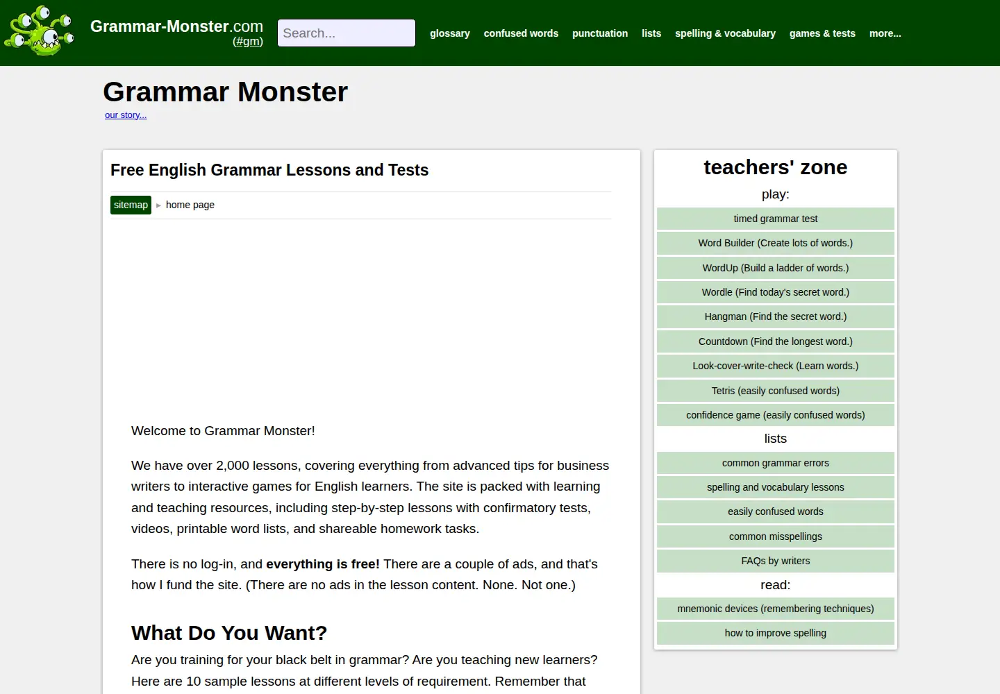 Screenshot of grammar-monster.com