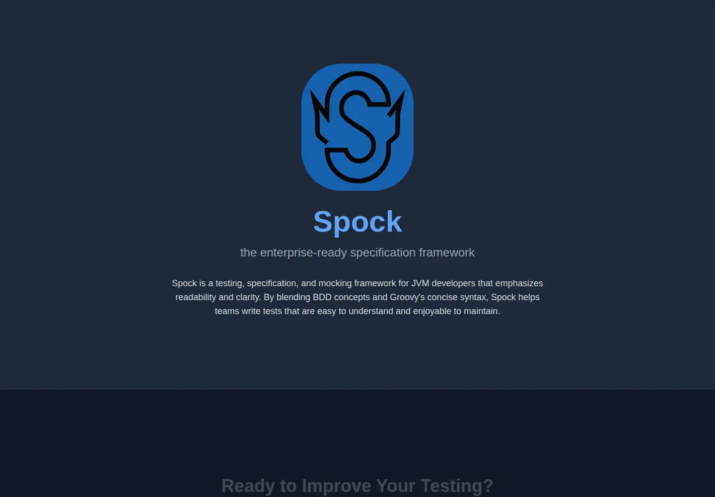 Captured homepage of spockframework.org in the current scan