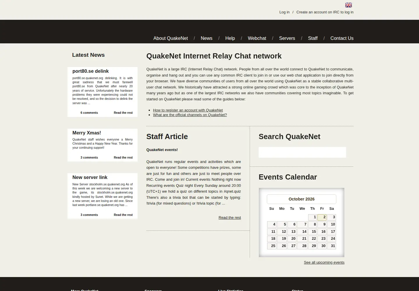 Screenshot of quakenet.org