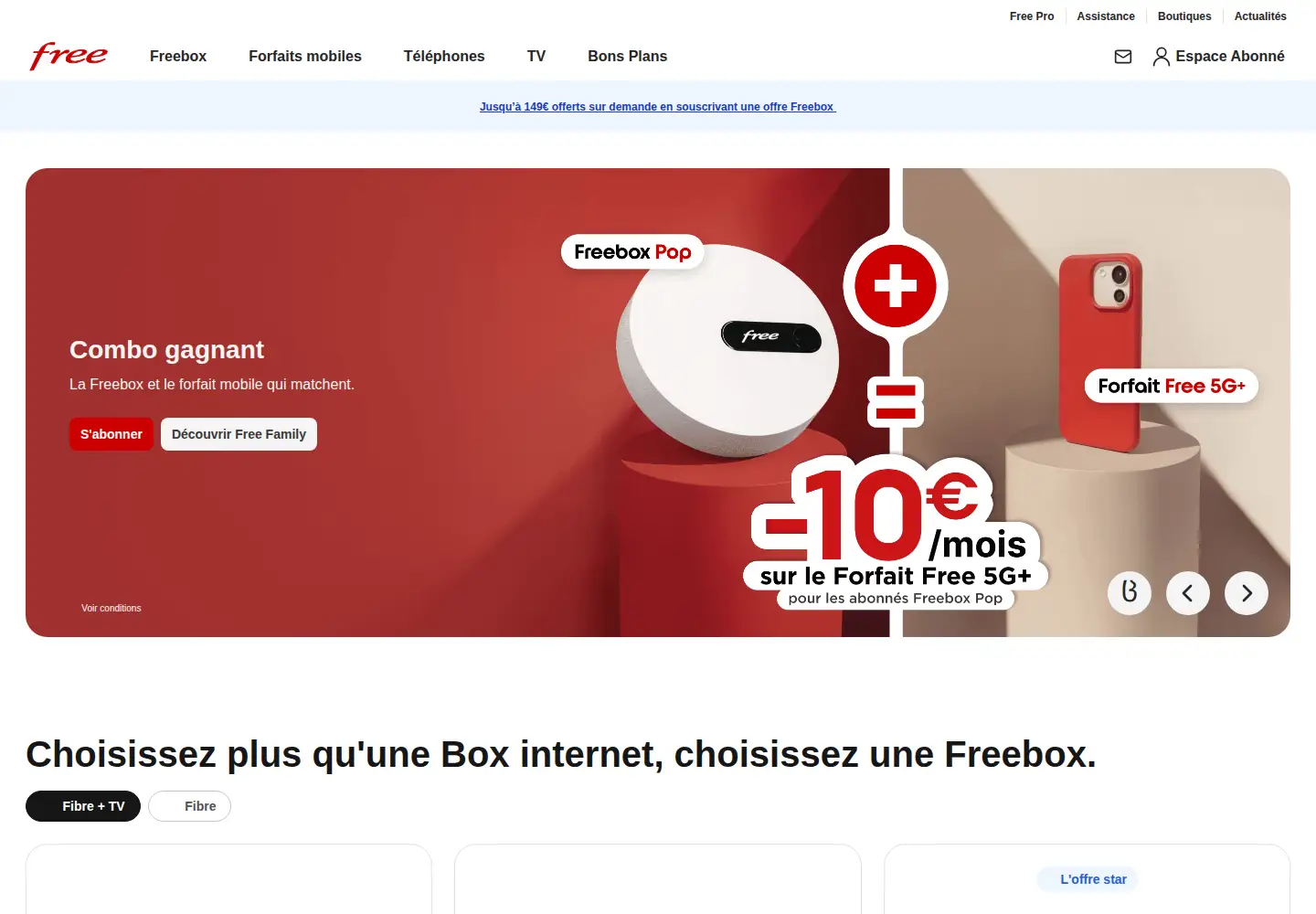 Screenshot of freebox.fr