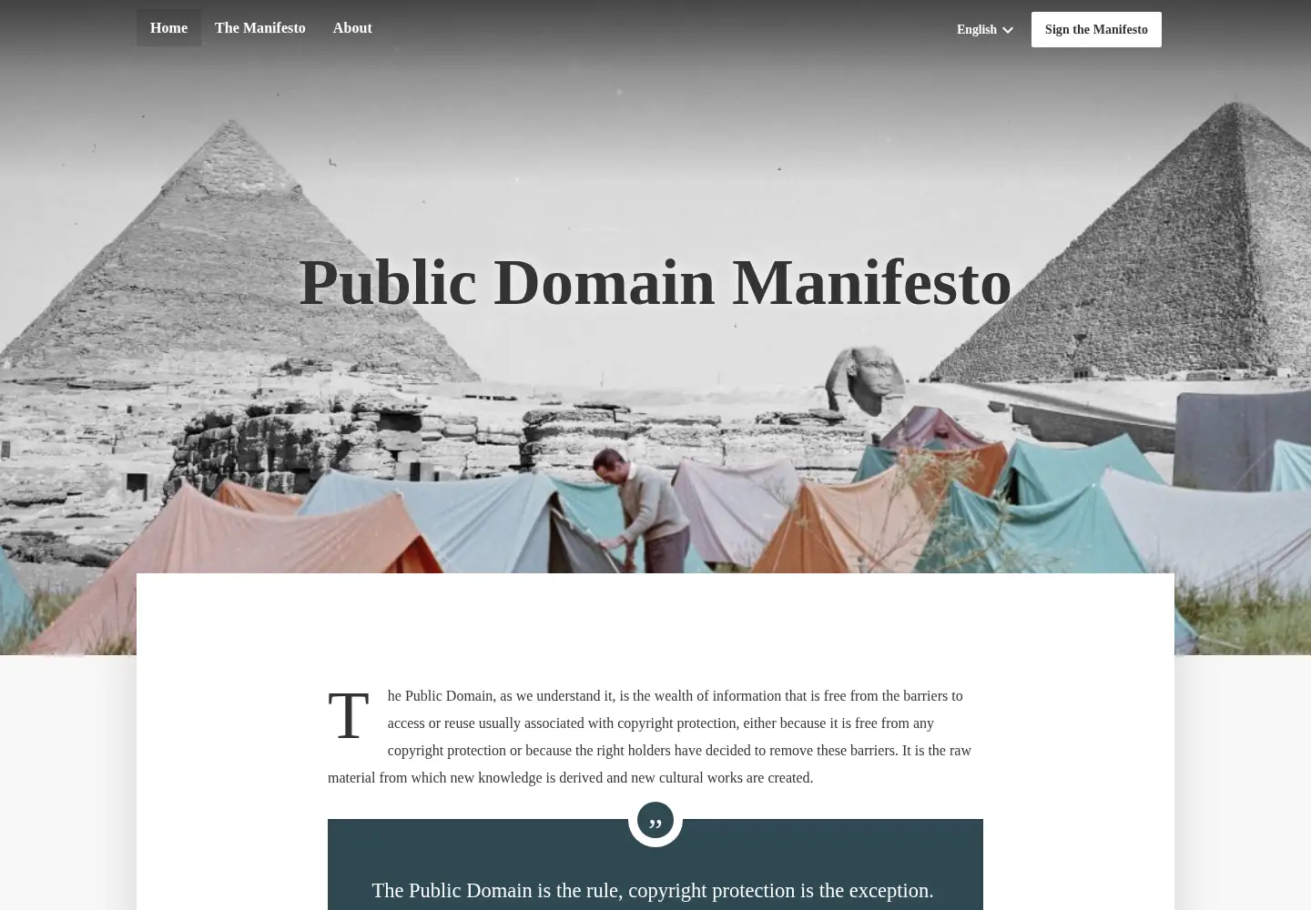 Captured homepage of publicdomainday.org in the current scan