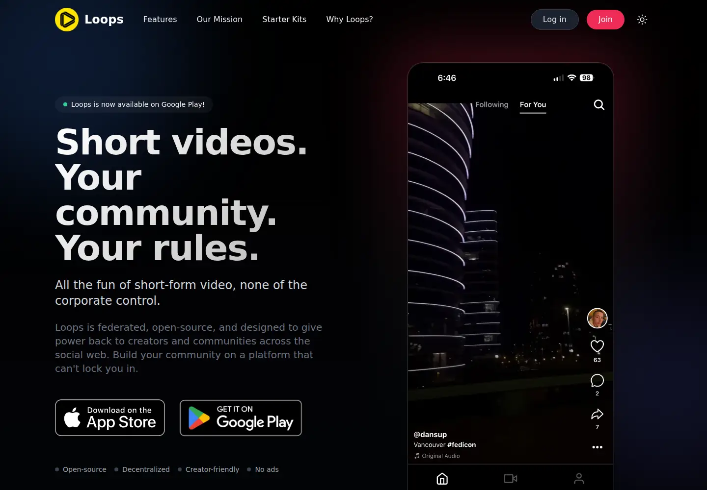 Screenshot of joinloops.org