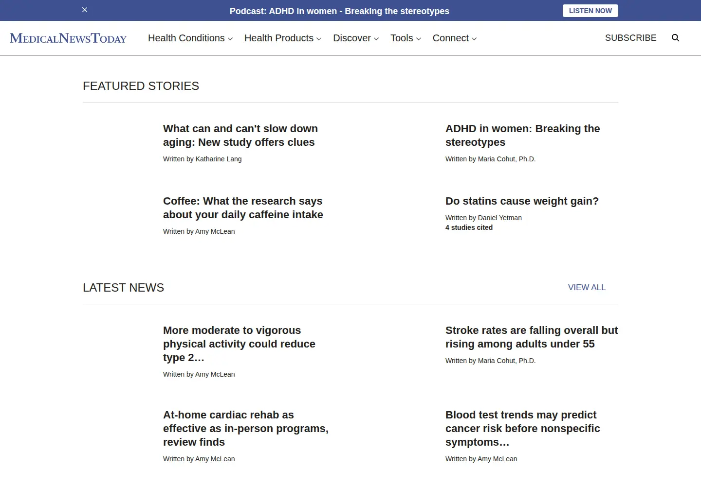 Screenshot of medicalnewstoday.com