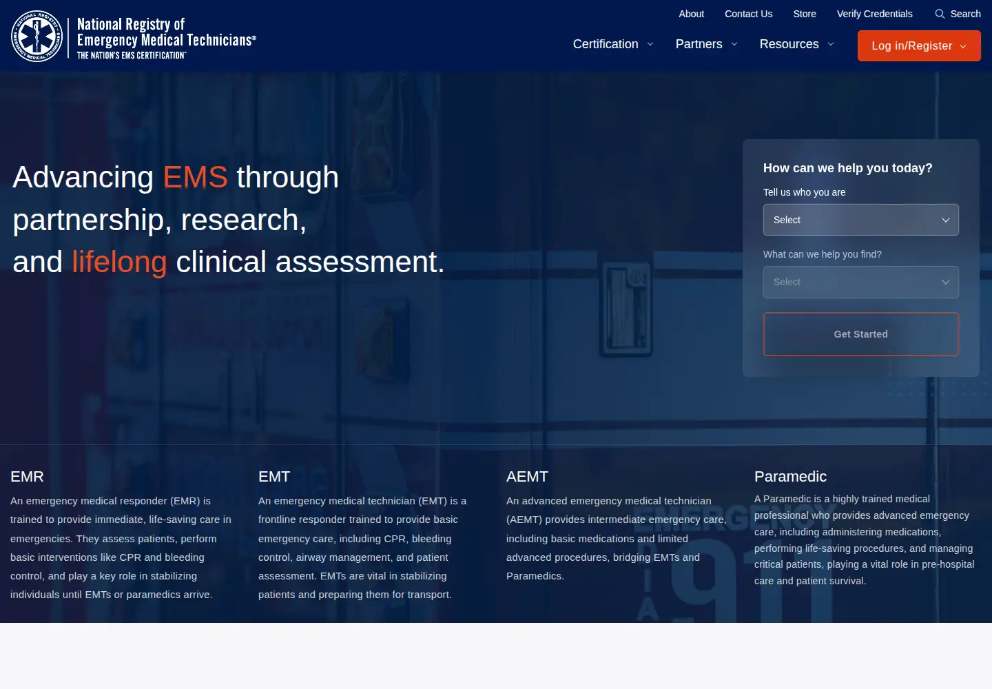 Screenshot of nremt.org
