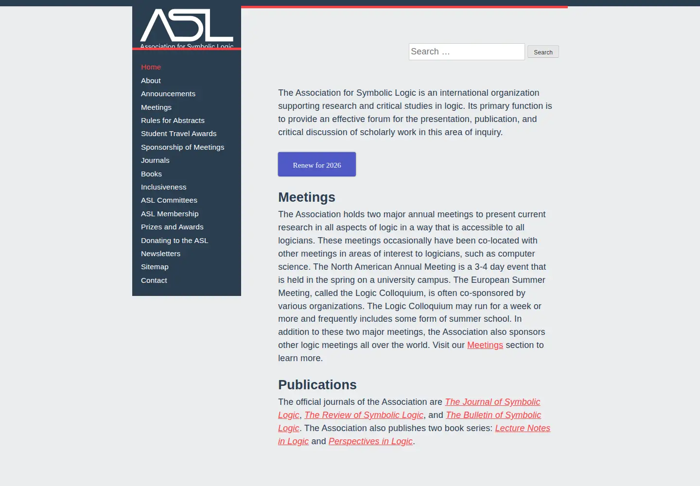 Screenshot of aslonline.org