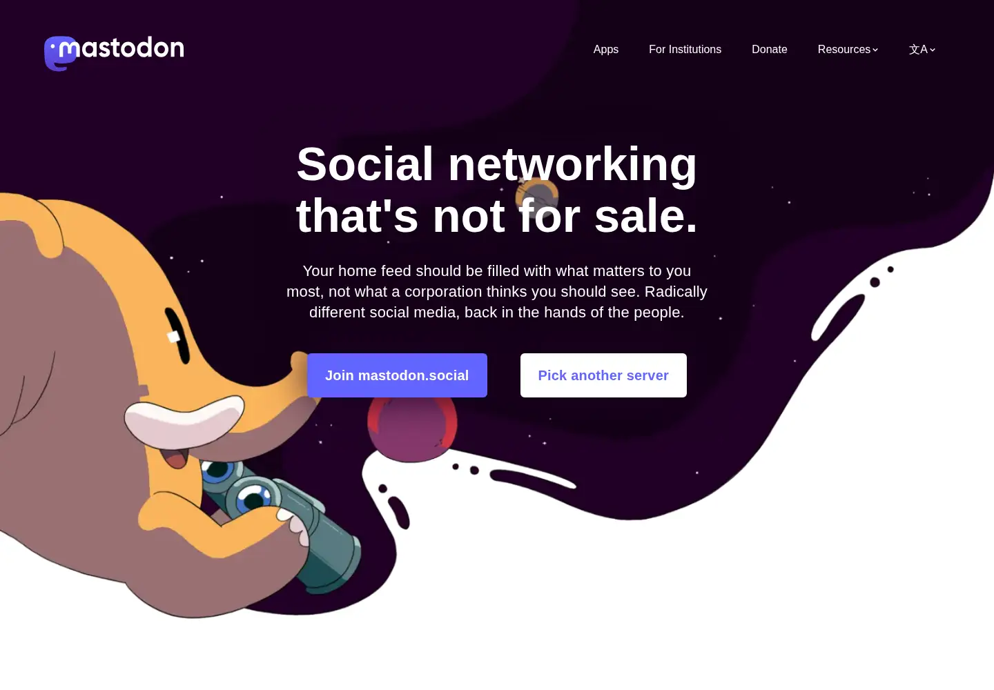 Screenshot of joinmastodon.org